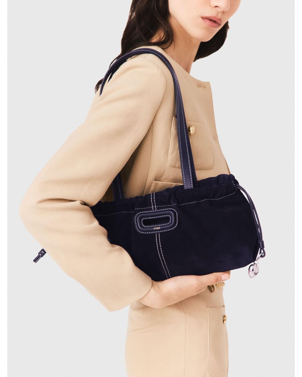 Maje Blue Topstitched Suede Milpli Gazette