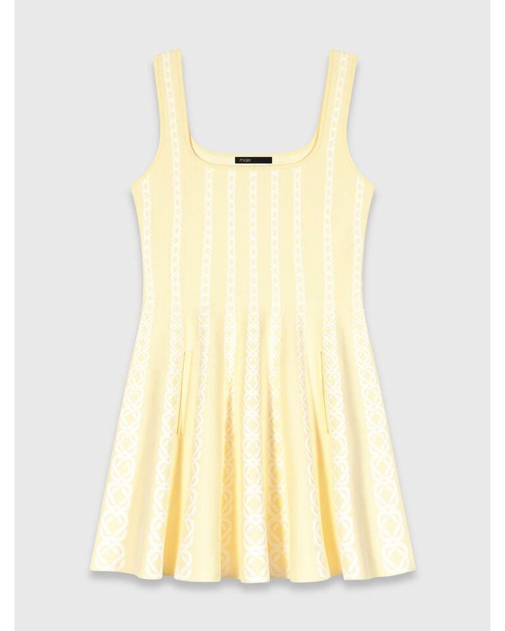 Maje White Jacquard Knit Short Dress