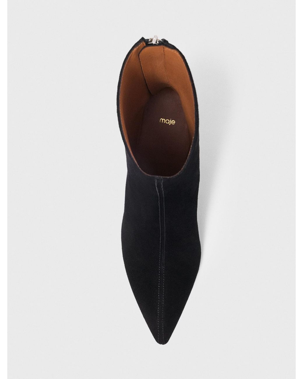 Maje Black Pointed-Toe Suede Ankle Boots