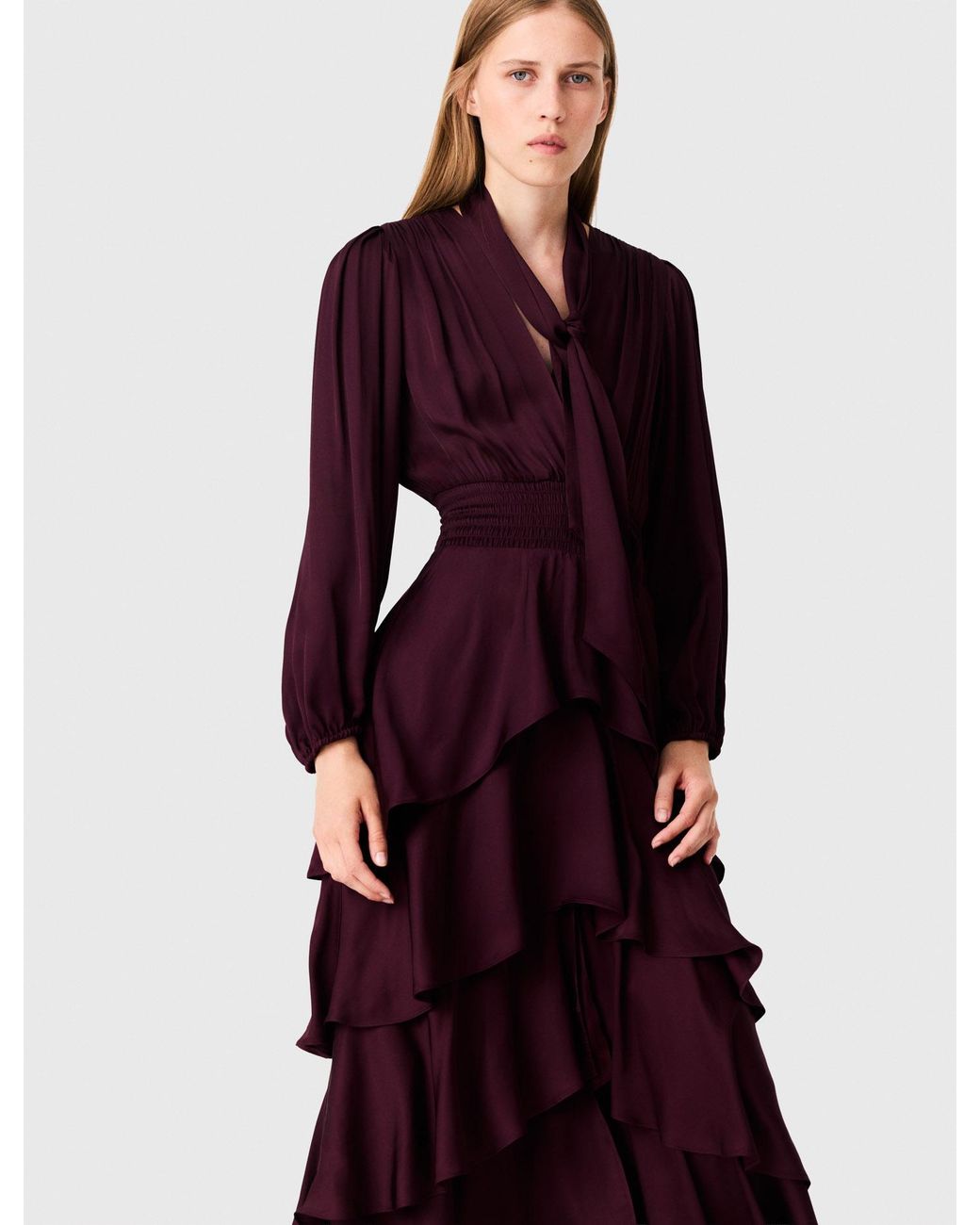 Maje Red Ruffled Maxi Dress
