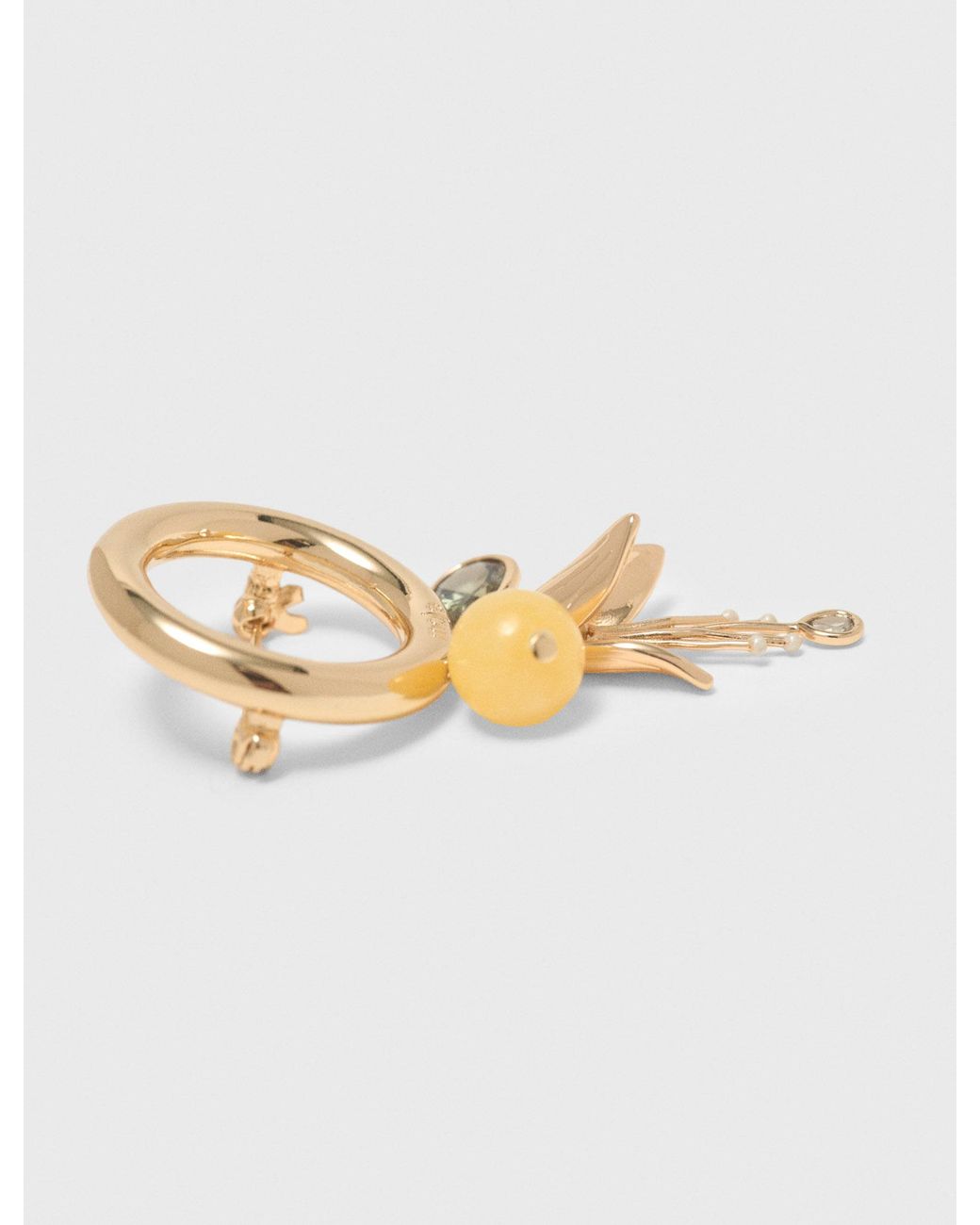 Maje White Ring Brooch With Detail