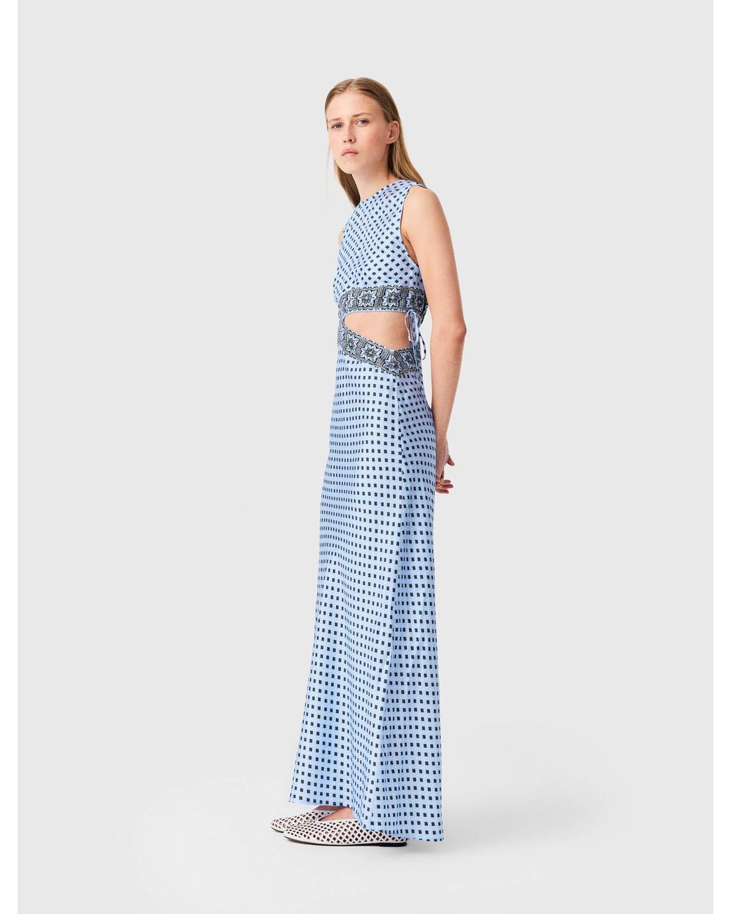 Maje White Patterned Cutaway Dress