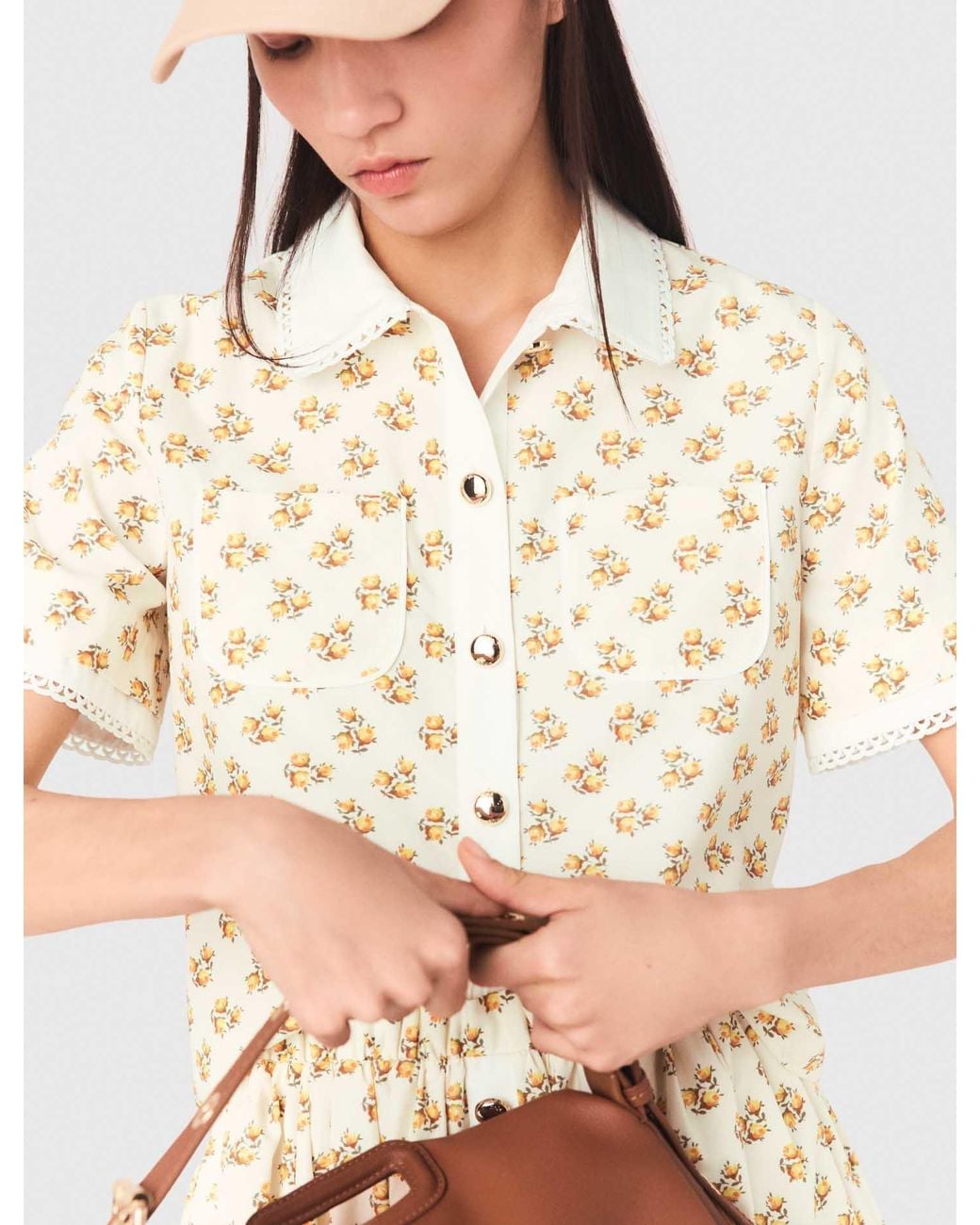 Maje White Patterned Shirt With Croquet Trim