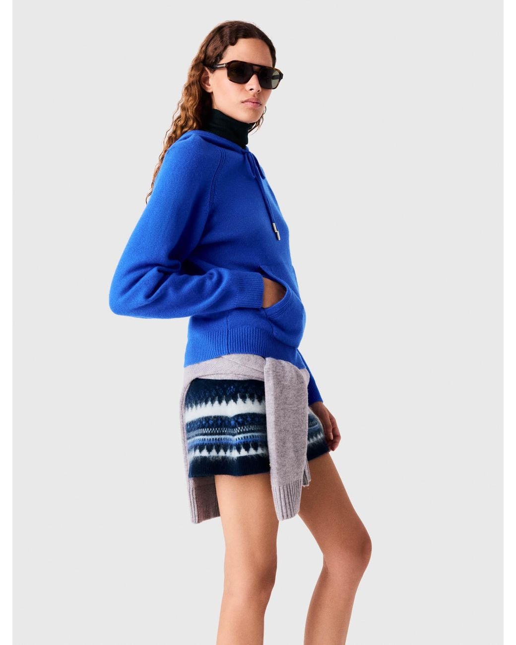 Maje Blue Hooded Jumper