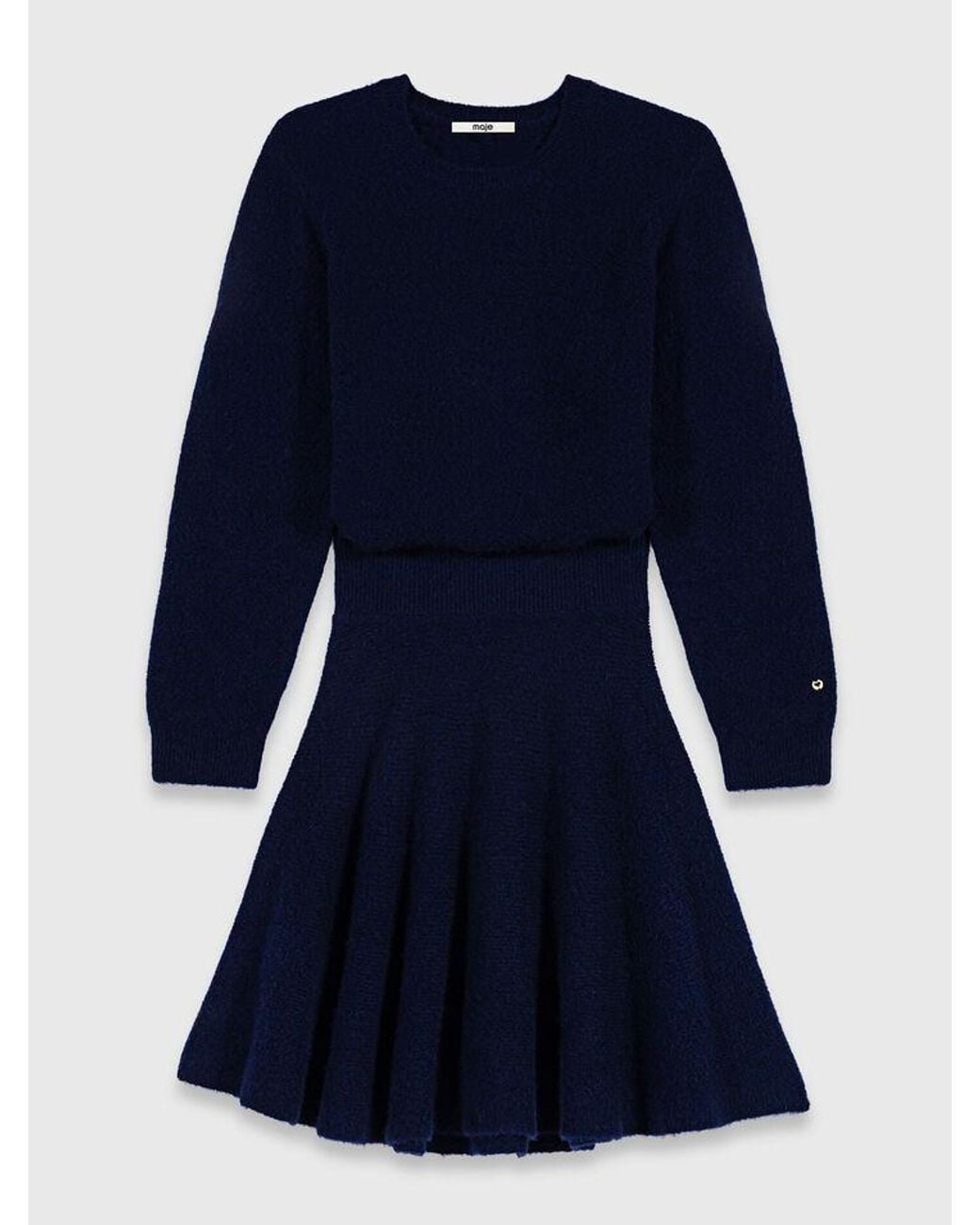 Maje Blue Short Yak Blend Dress