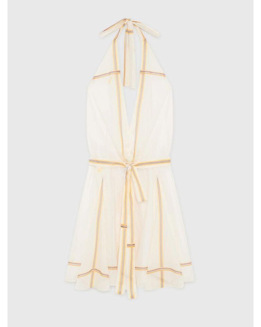 Maje White Short Patterned Backless Dress