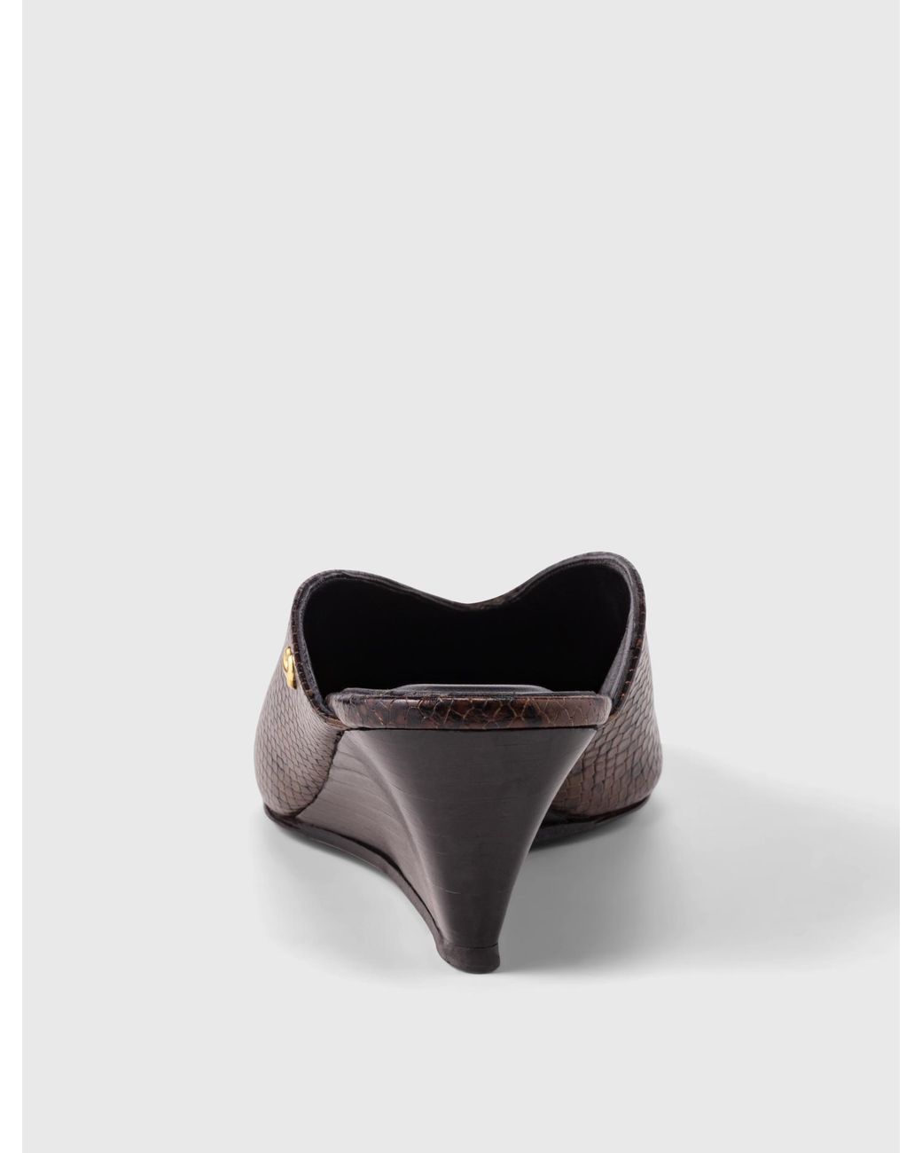 Maje White Embossed Leather Wedge Mules