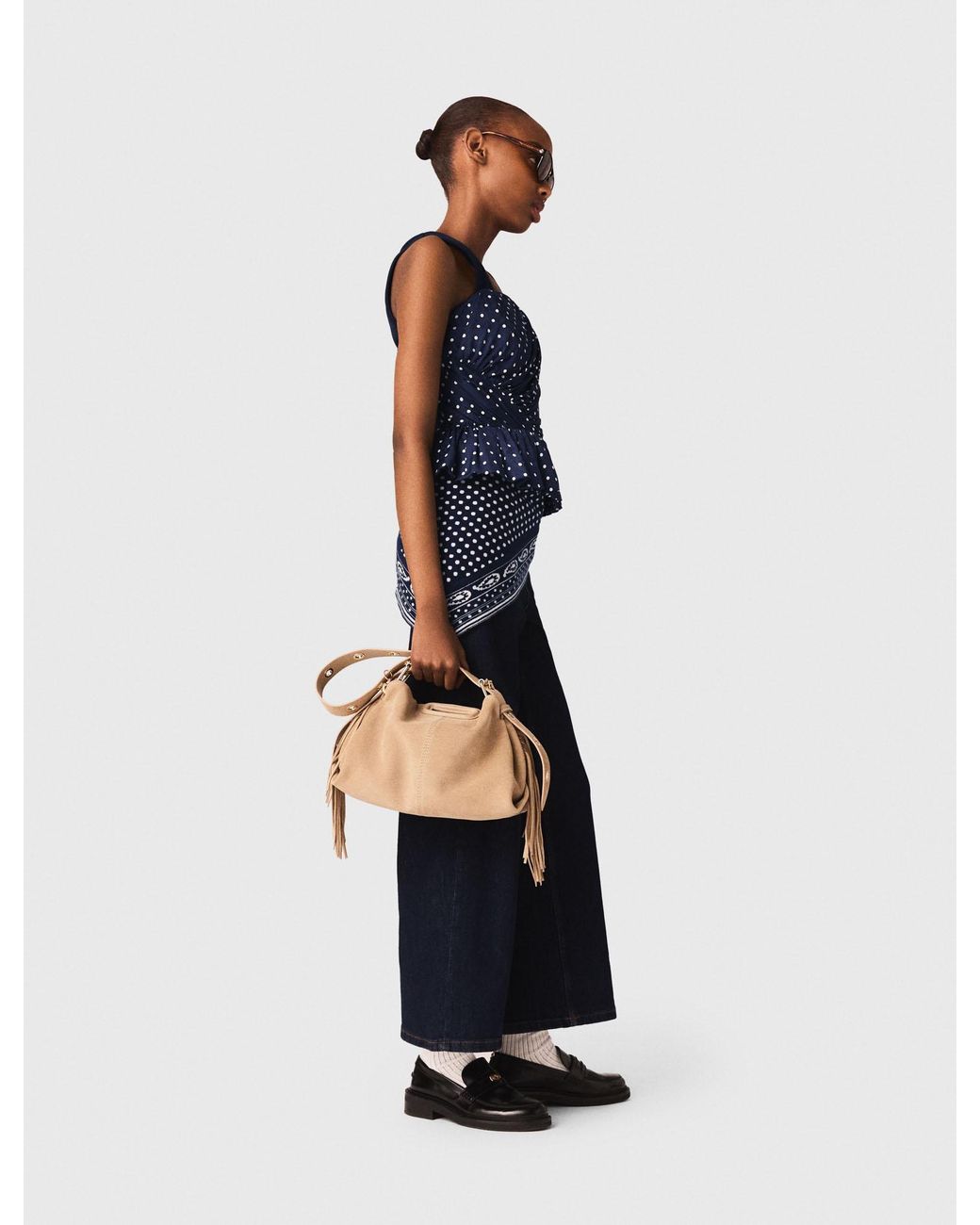 Maje Blue Patterned Bustier Top