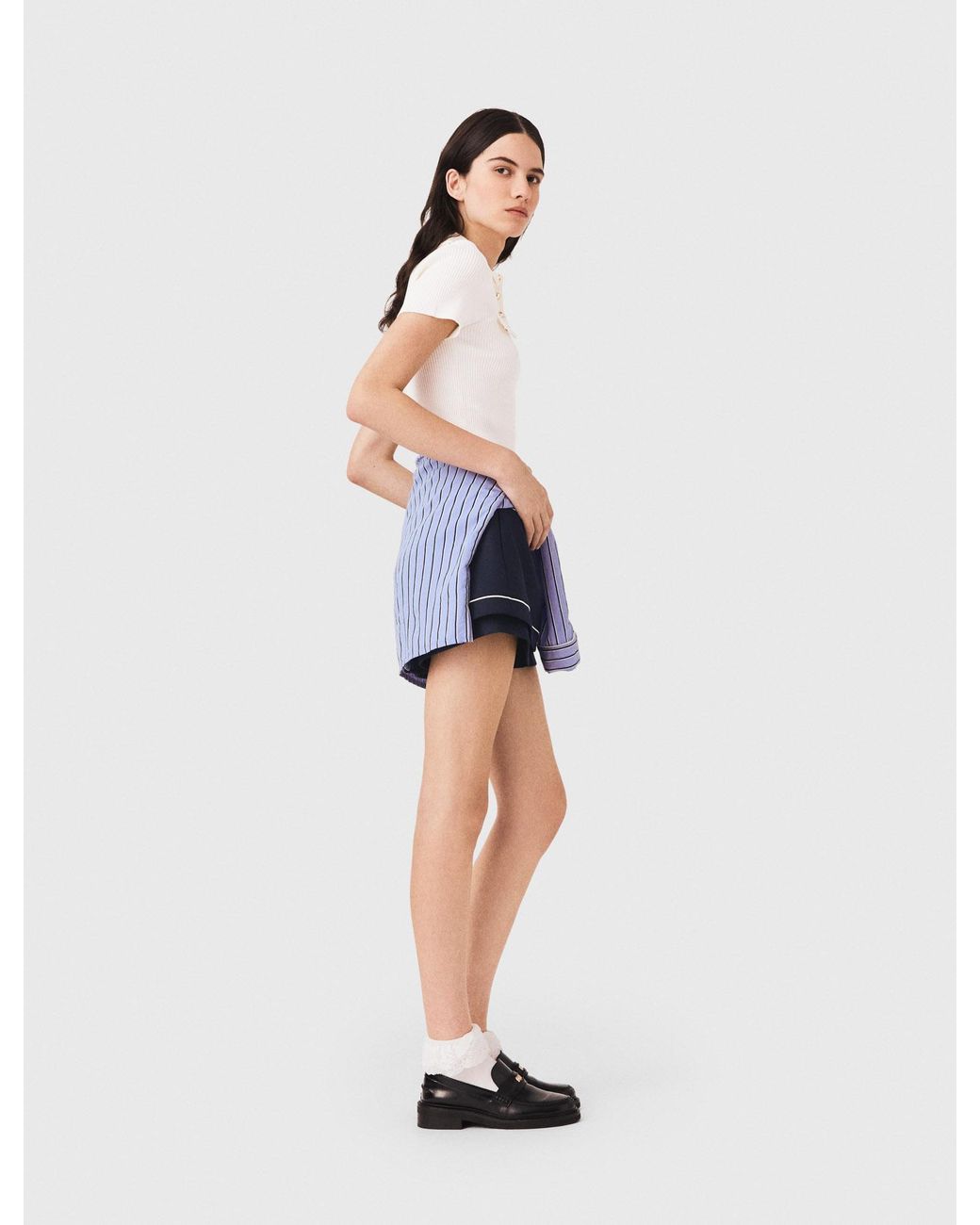 Maje Blue Short-Sleeved Polo With Pockets