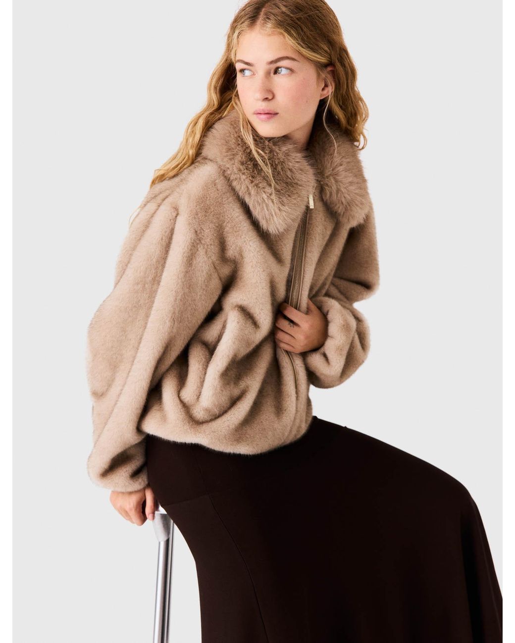 Maje White Faux Fur Jacket