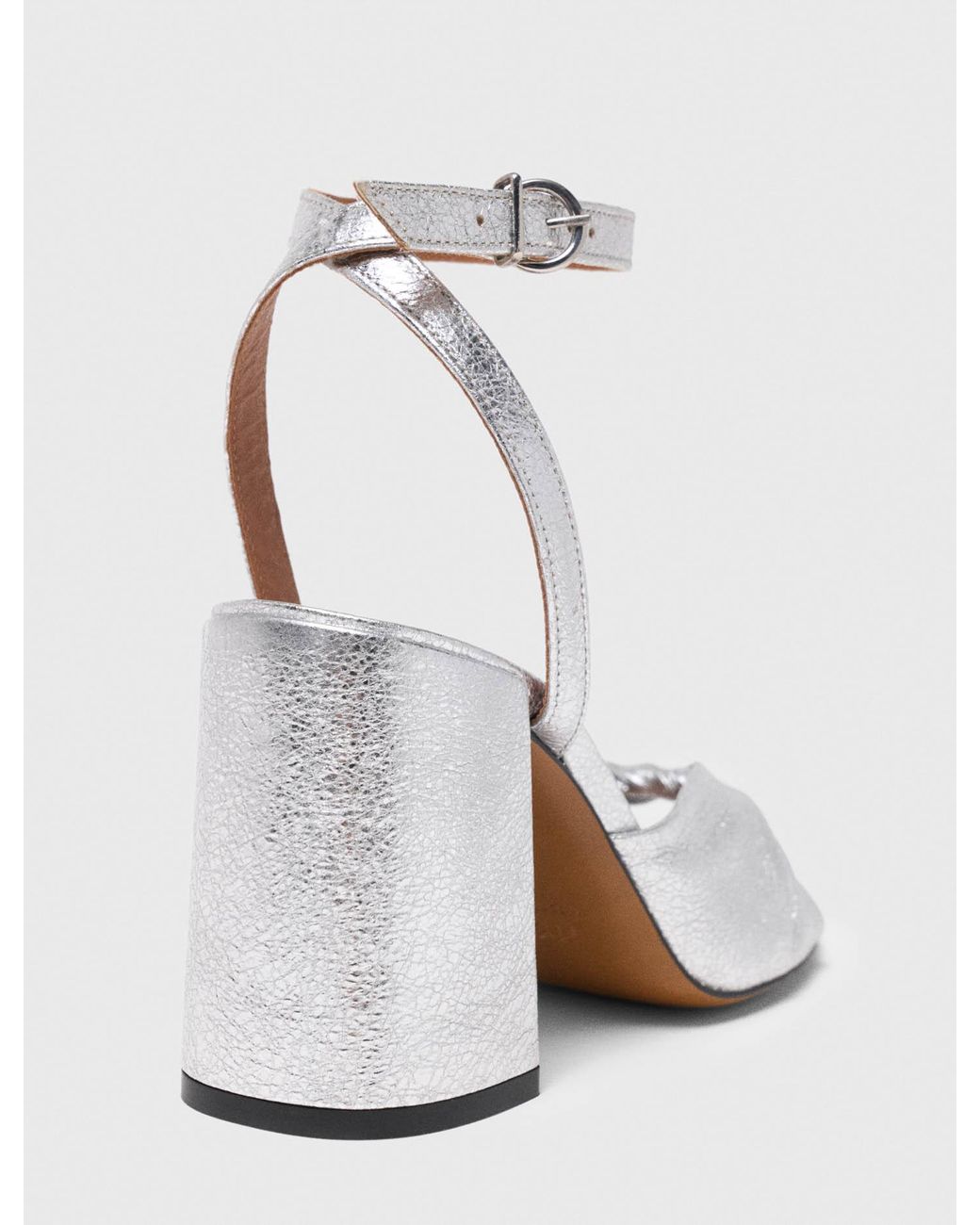 Maje White Metallic Leather Sandals With Heels