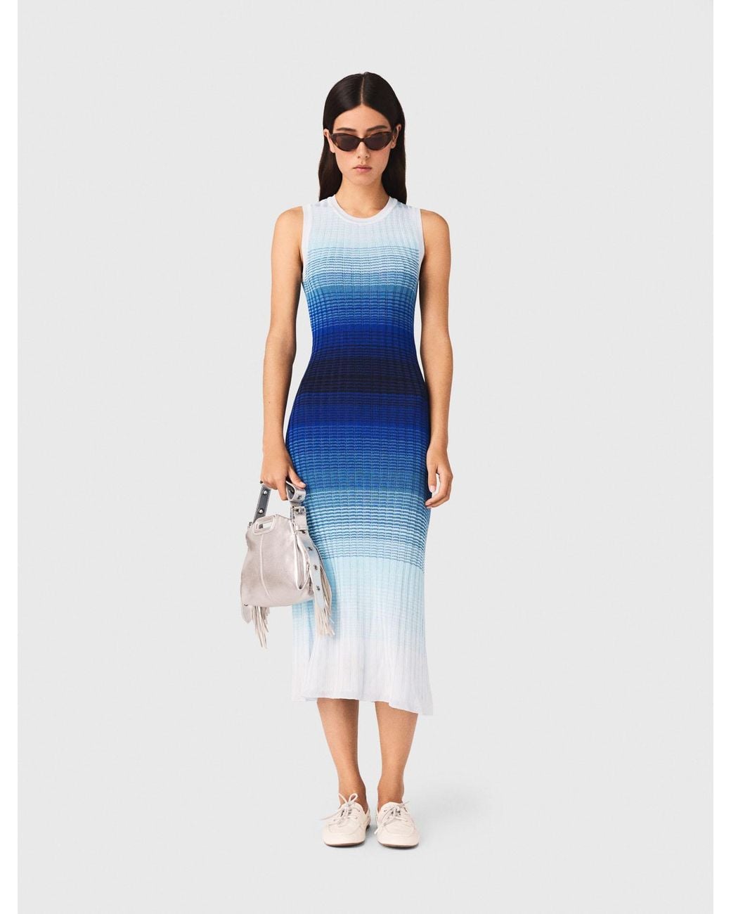 Maje Blue Ombré Knit Maxi Dress
