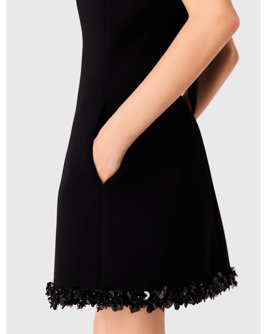 Maje Black Backless Tie-Neck Skater Dress