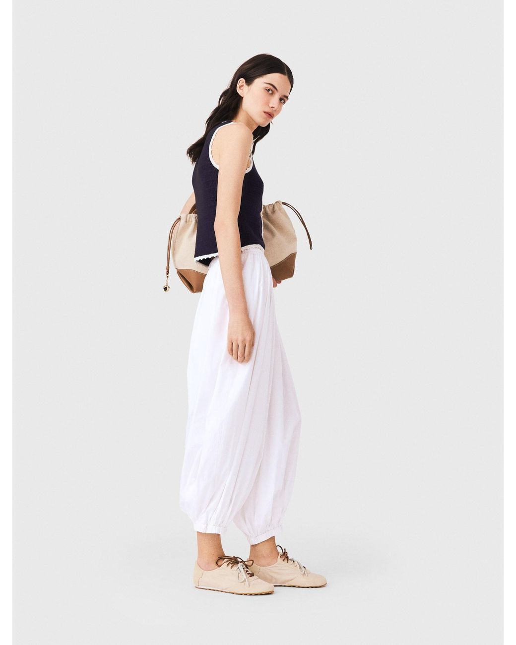 Maje White Knit Top With Crochet Trim