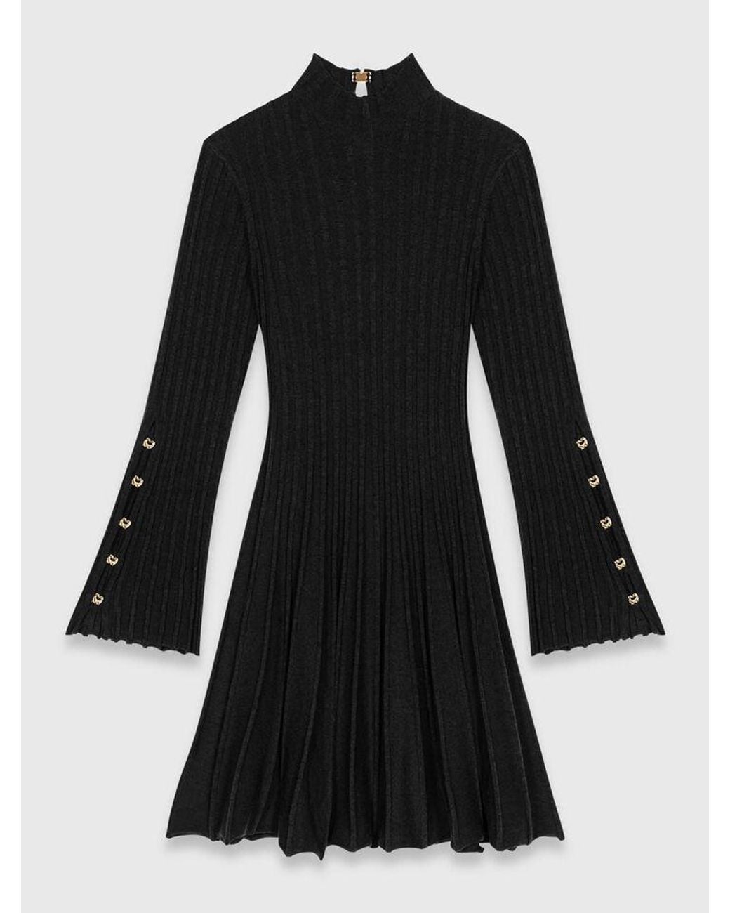 Maje Black High-Neck Short Skater Dress