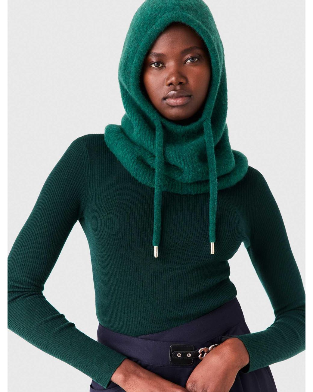 Maje Green Yak Wool Balaclava