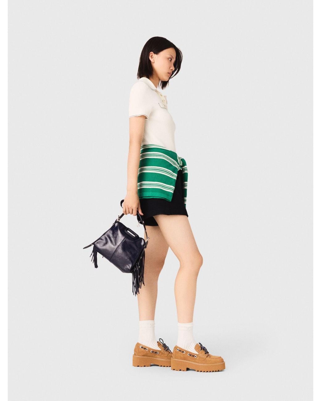 Maje White Short-Sleeve Polo Shirt