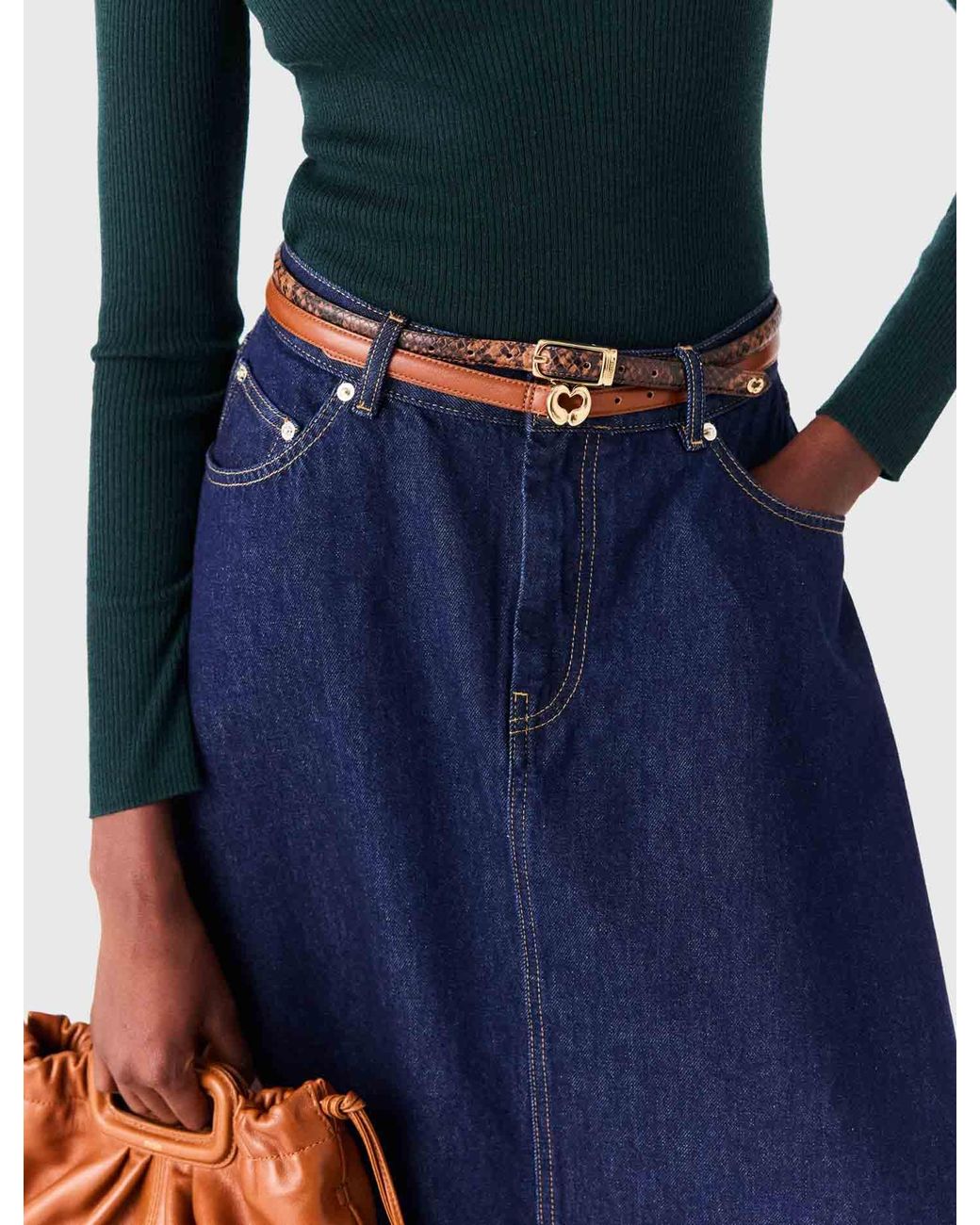 Maje Multicolor Slim Embossed Leather Belt