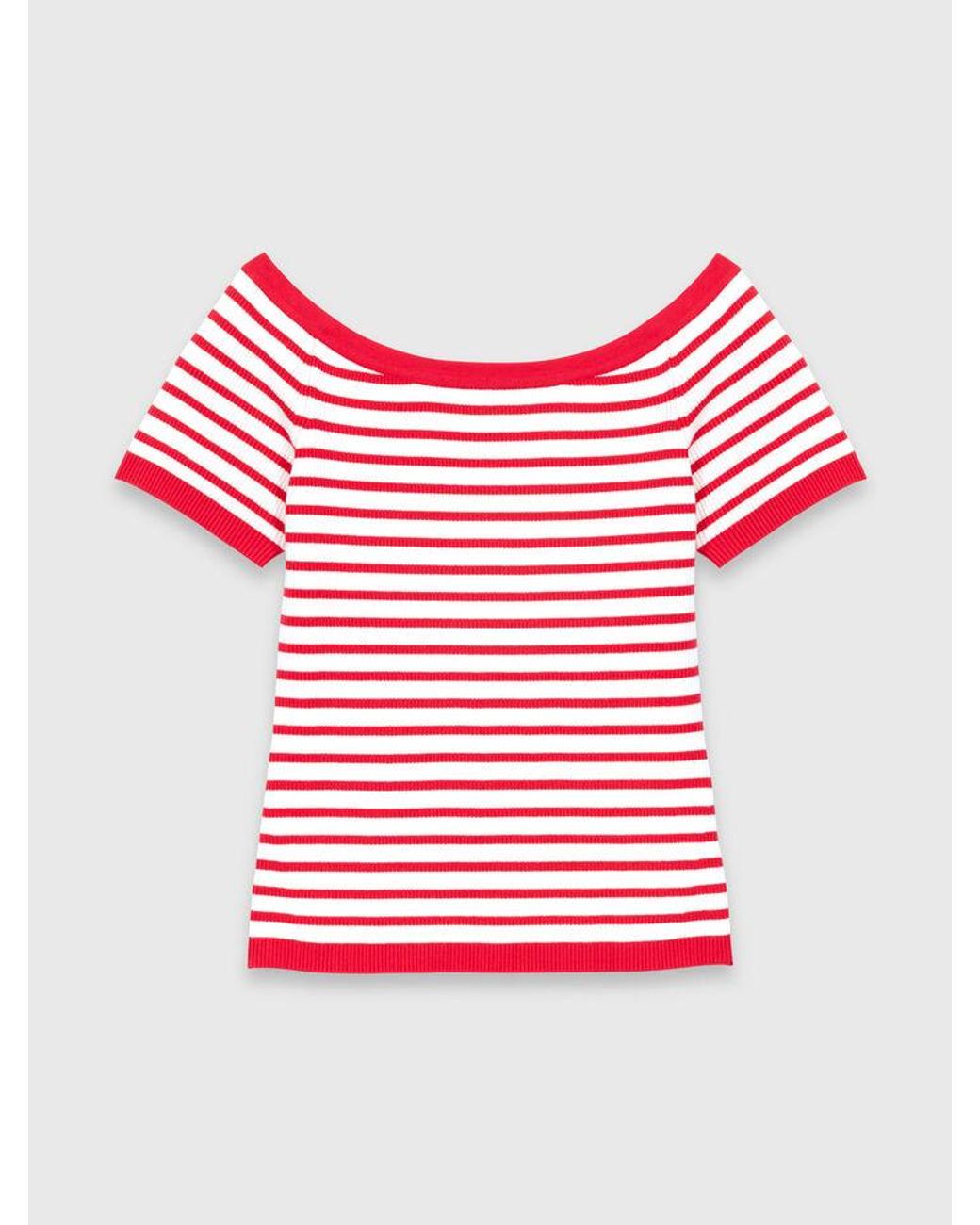 Maje White Striped Knit Top With Boat Neck