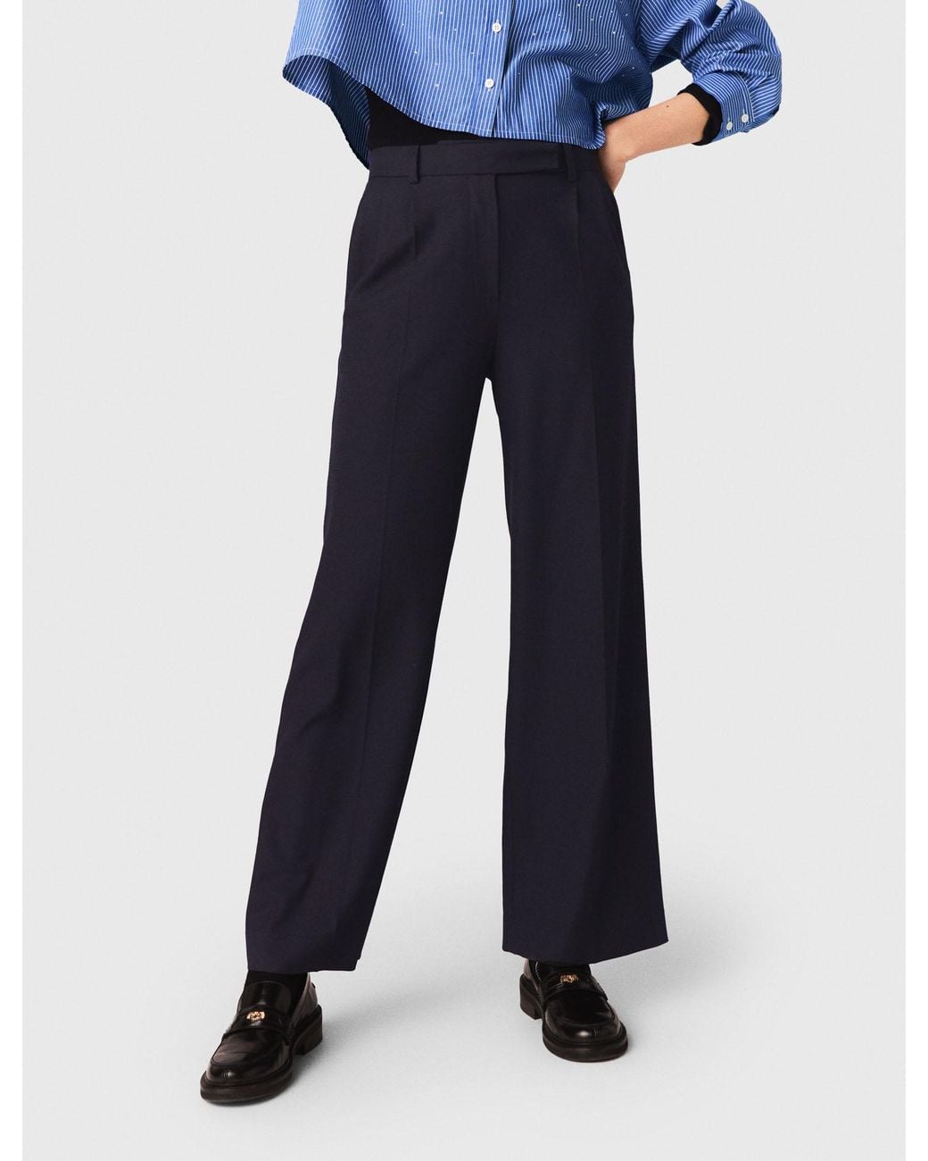 Maje Blue Wide-Leg Suit Trousers