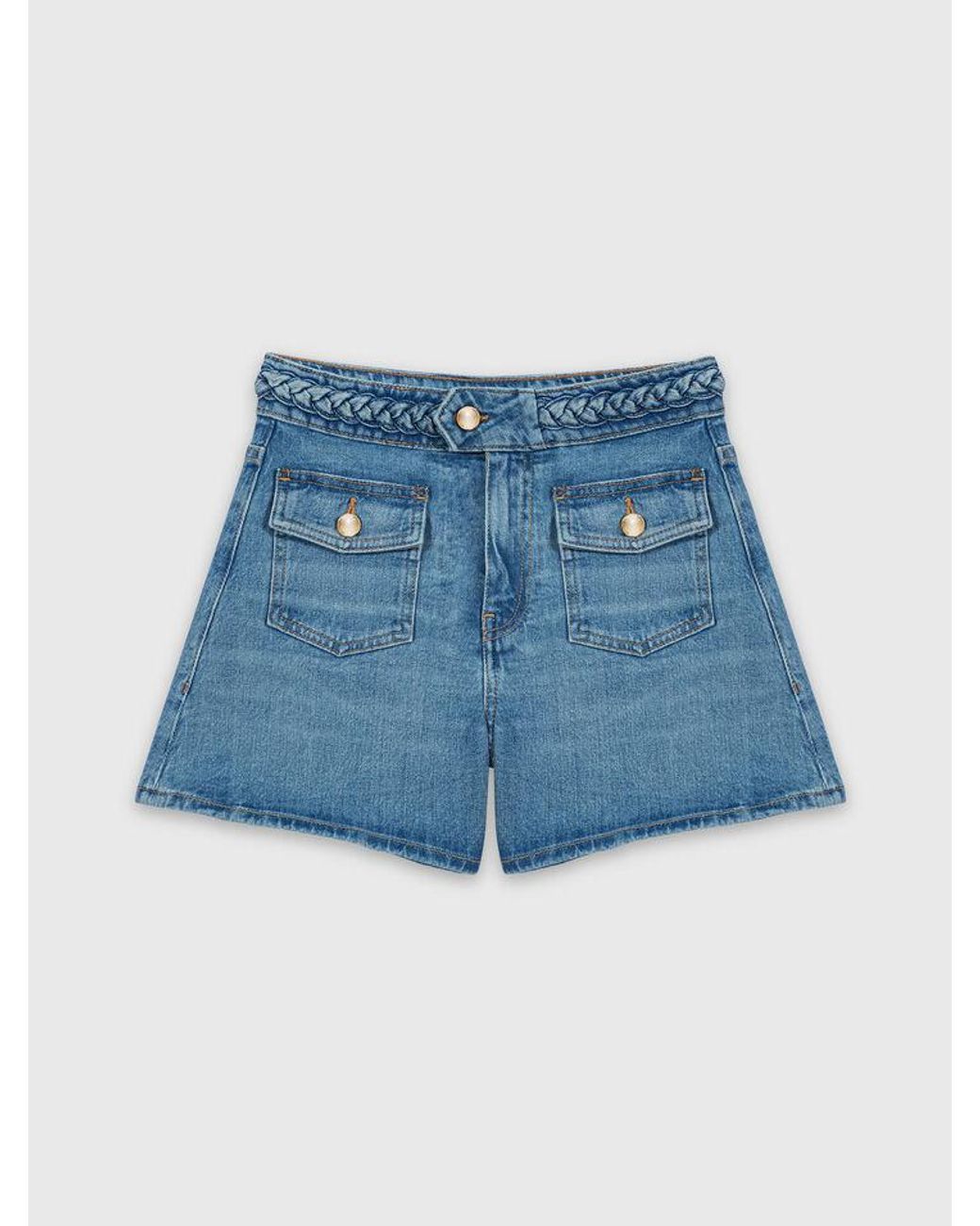 Maje Blue Braided Denim Shorts