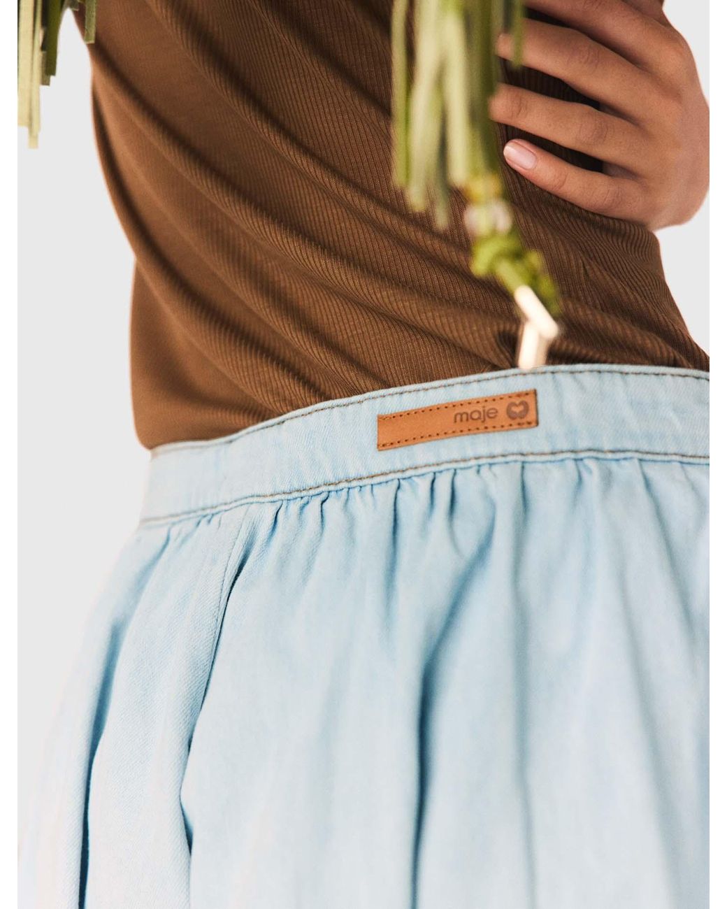 Maje Blue Chambray Balloon Skort
