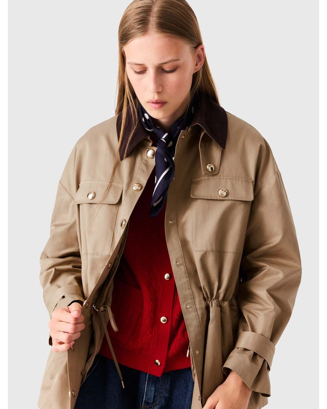Maje Red Coat With Removable Lining