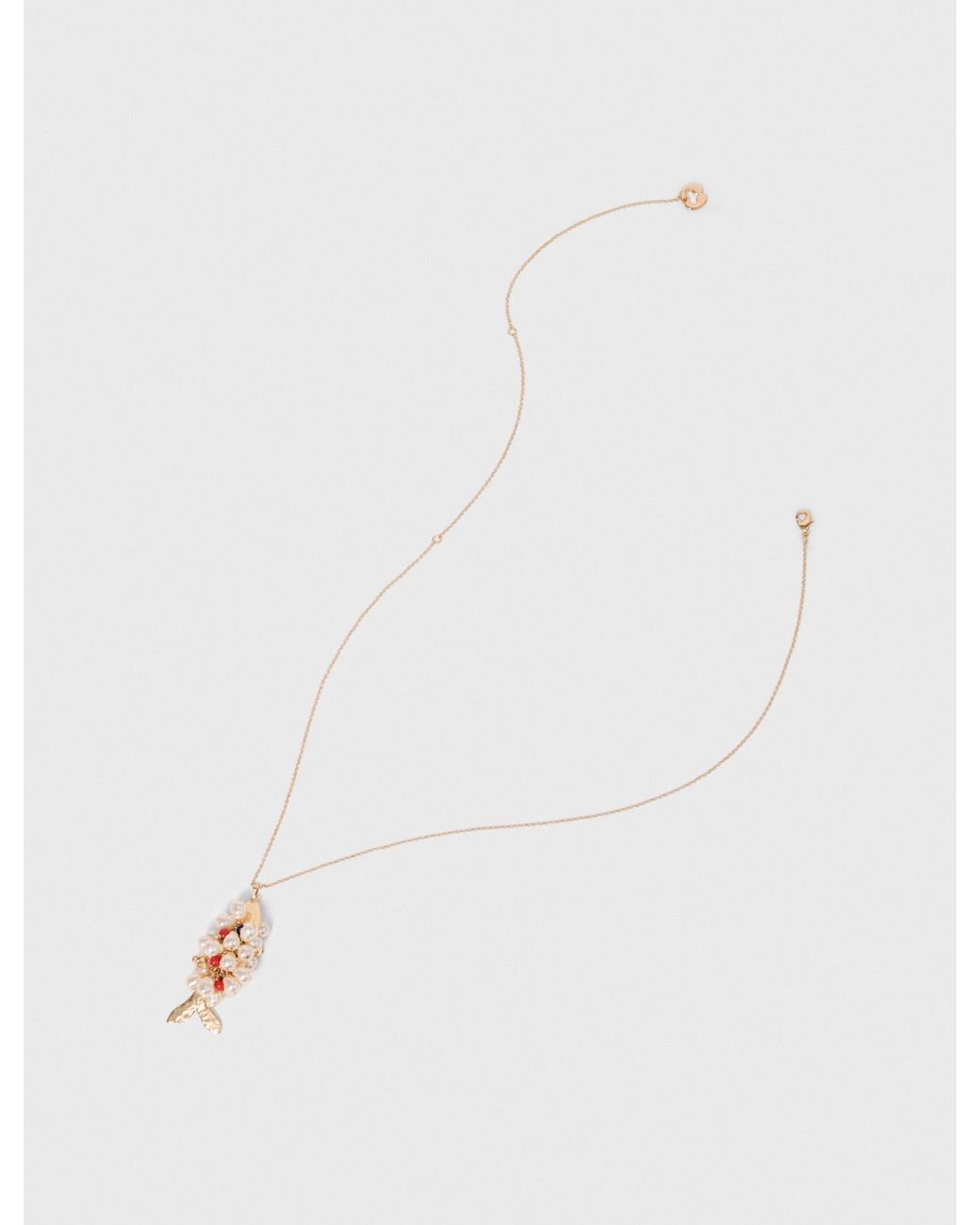 Maje White Long Beaded Fish Necklace