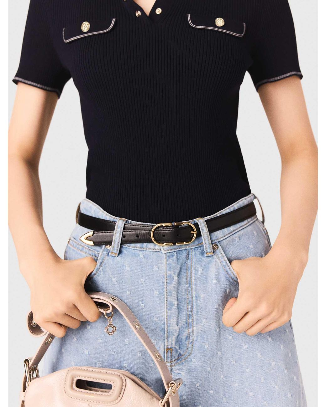Maje Blue Short-Sleeve Polo Shirt