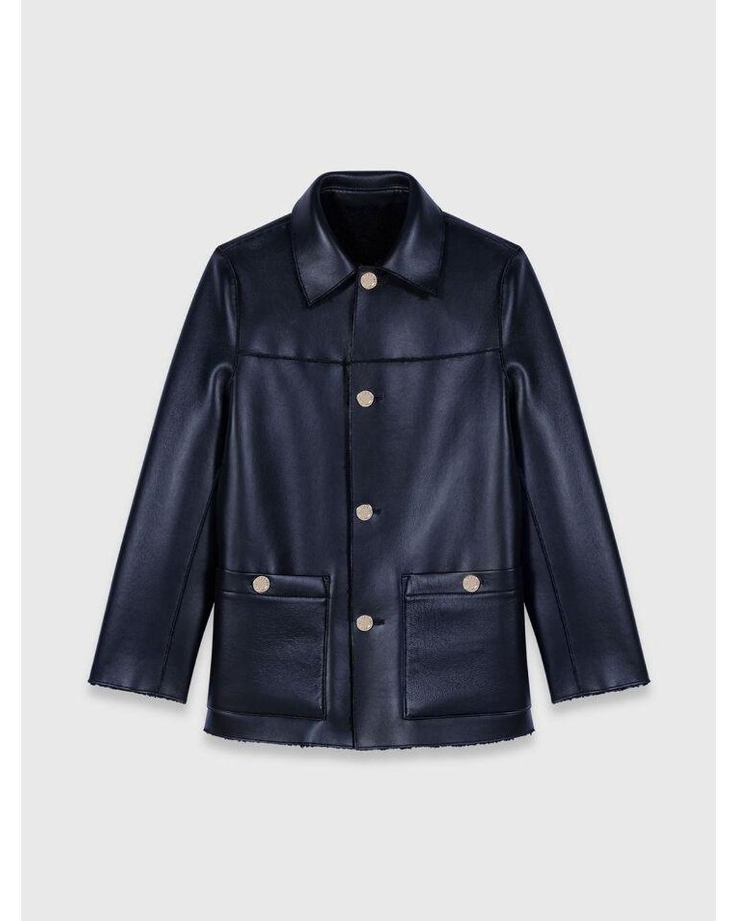 Maje Blue Reversible Faux Shearling Jacket