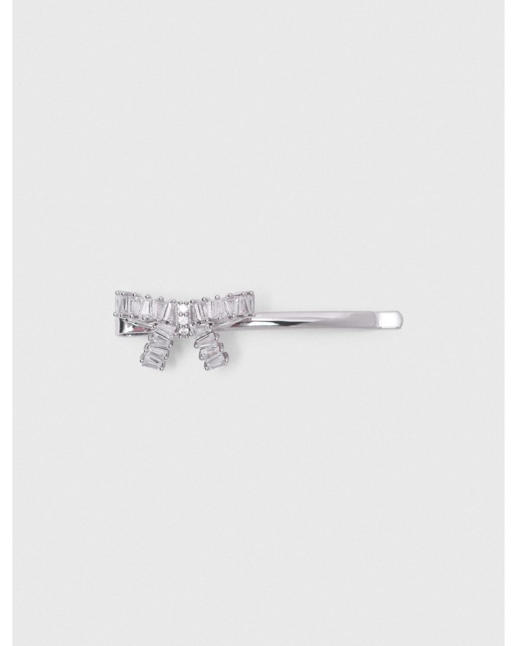 Maje White Rhinestone Bow Barrette