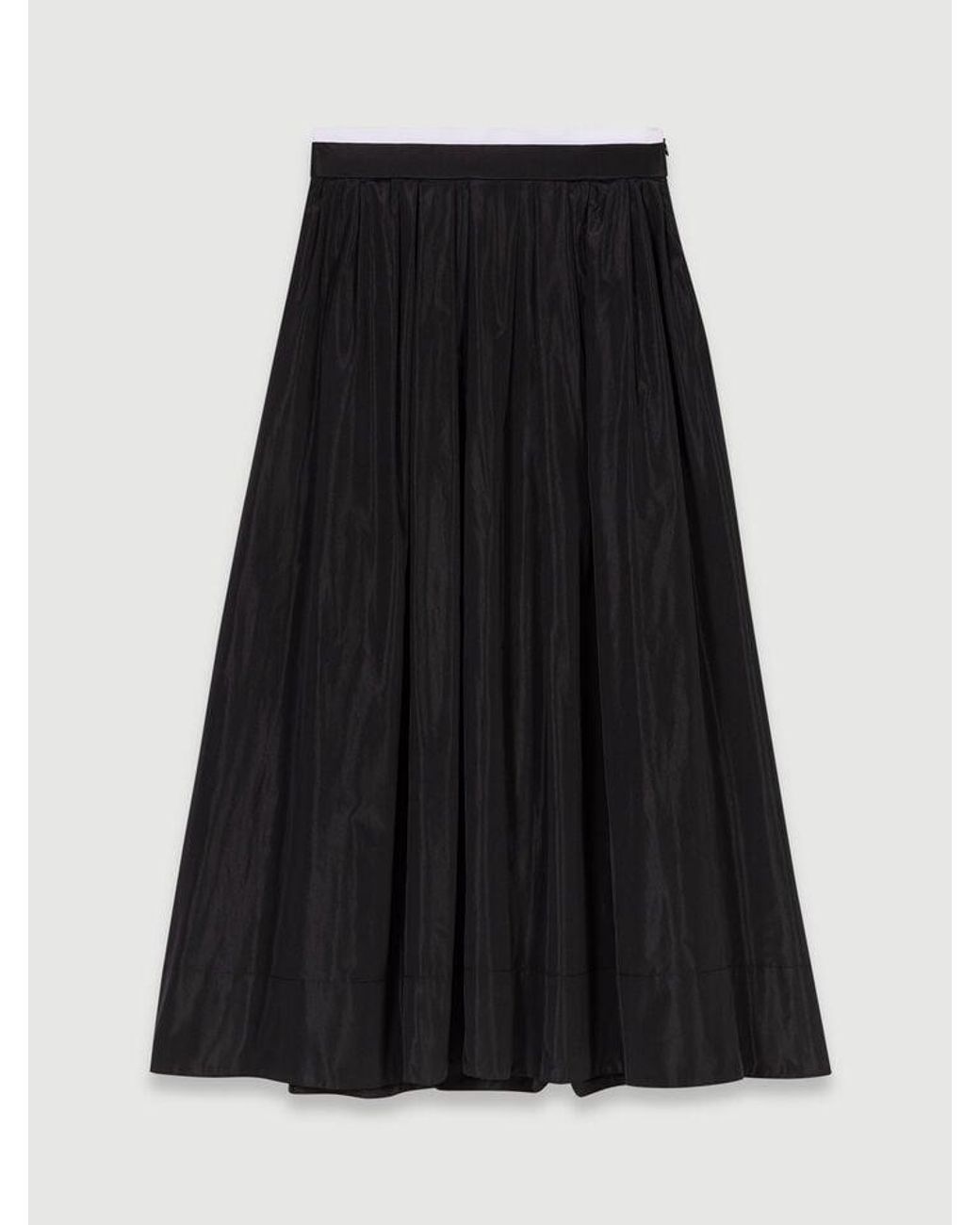 Maje Black Flared-Skirt High-Rise Woven Maxi Skirt