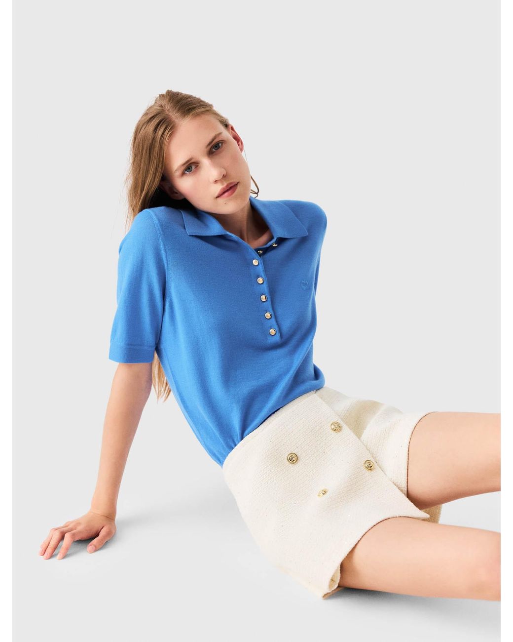 Maje Blue Tweed Skort