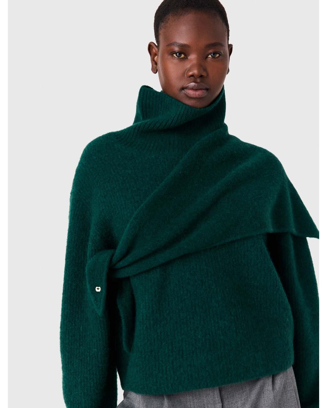 Maje Green Yak Blend Triangle Scarf