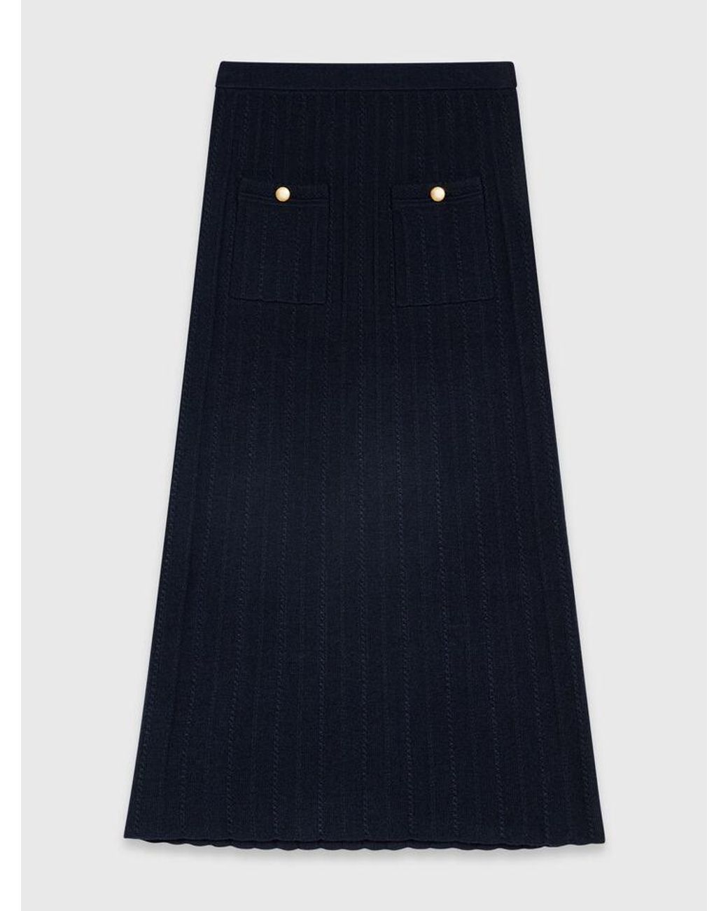 Maje Blue Knit Pencil Skirt With Pockets