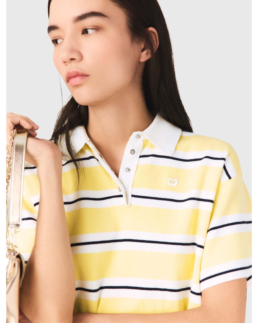 Maje Blue Striped Short-Sleeve Polo