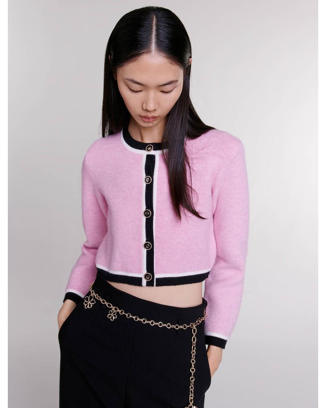 zara pink cropped cardigan