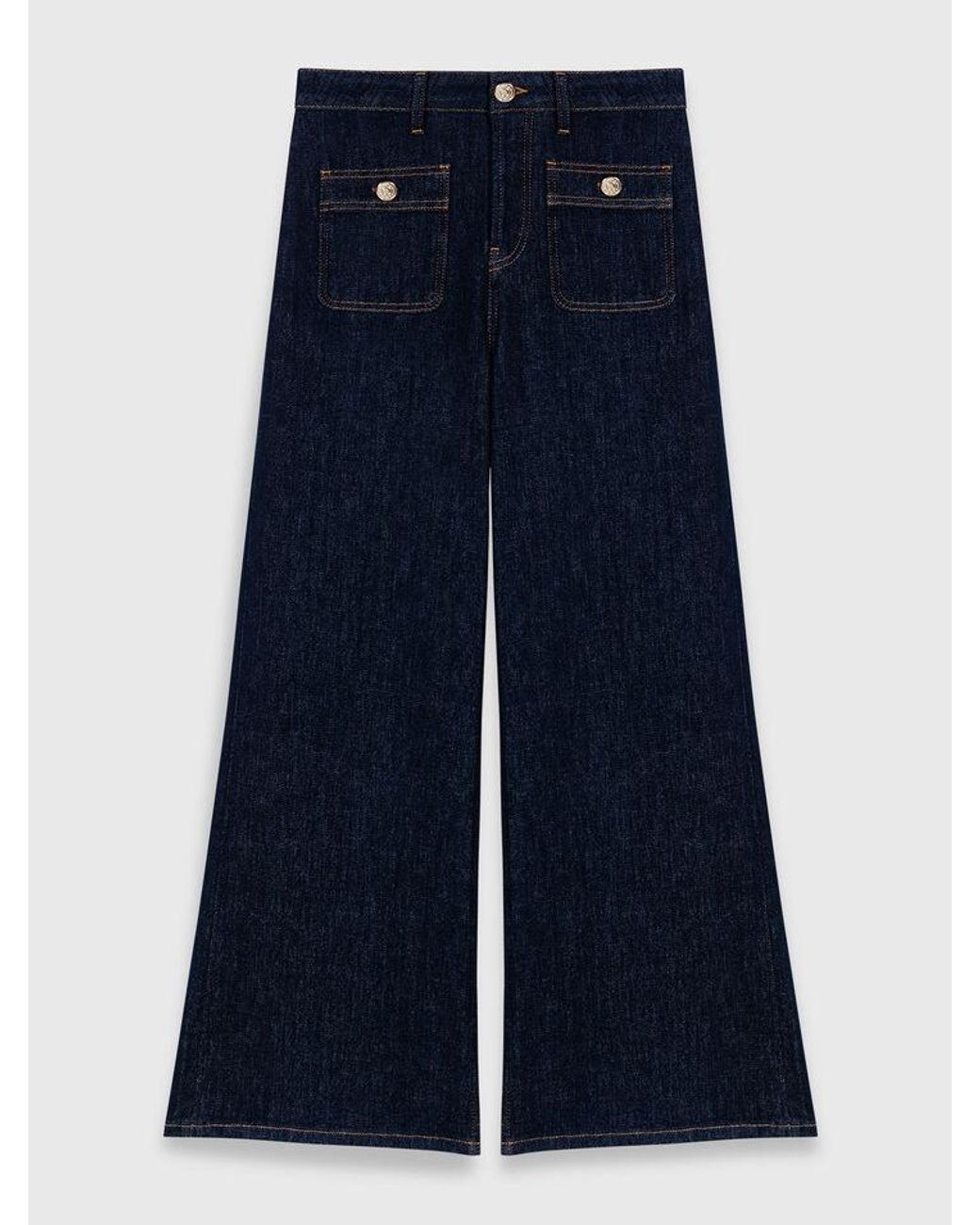 Maje Blue Wide Jeans With Patch Pockets