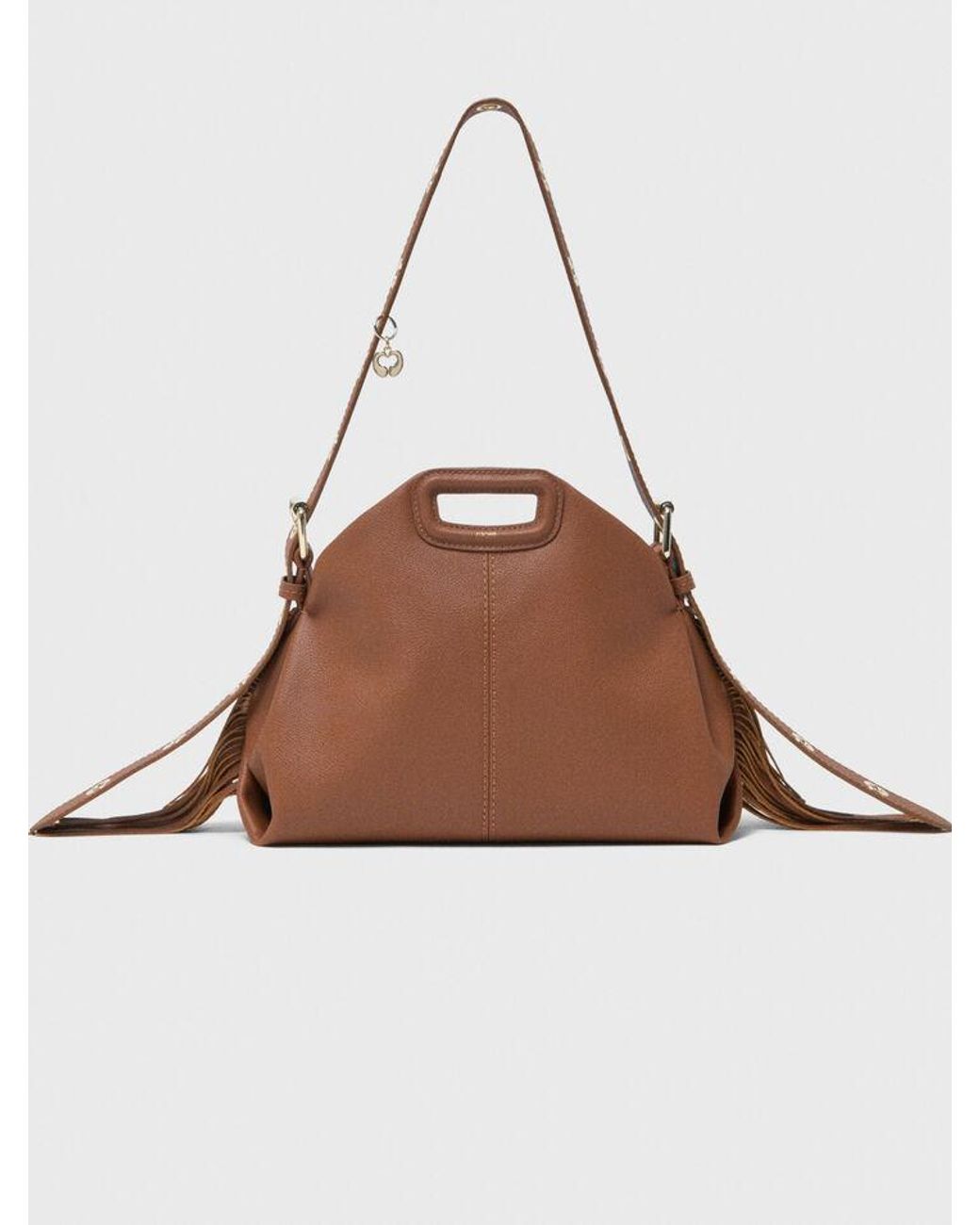 Maje Brown Grained Leather Miss M Bag