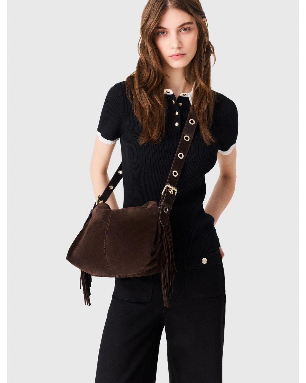 Maje Black Suede Miss M Bag