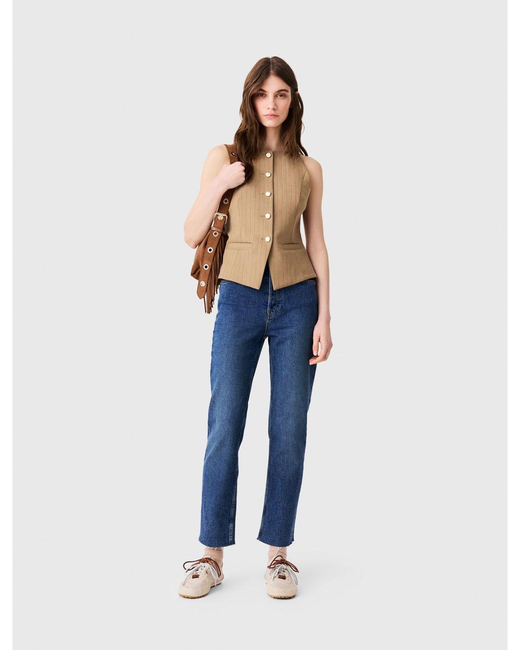 Maje Blue Long Tailored Jacket