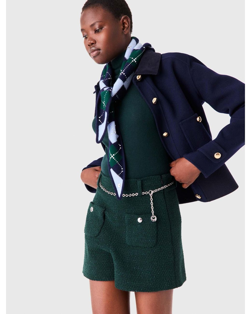 Maje Blue Tweed Shorts