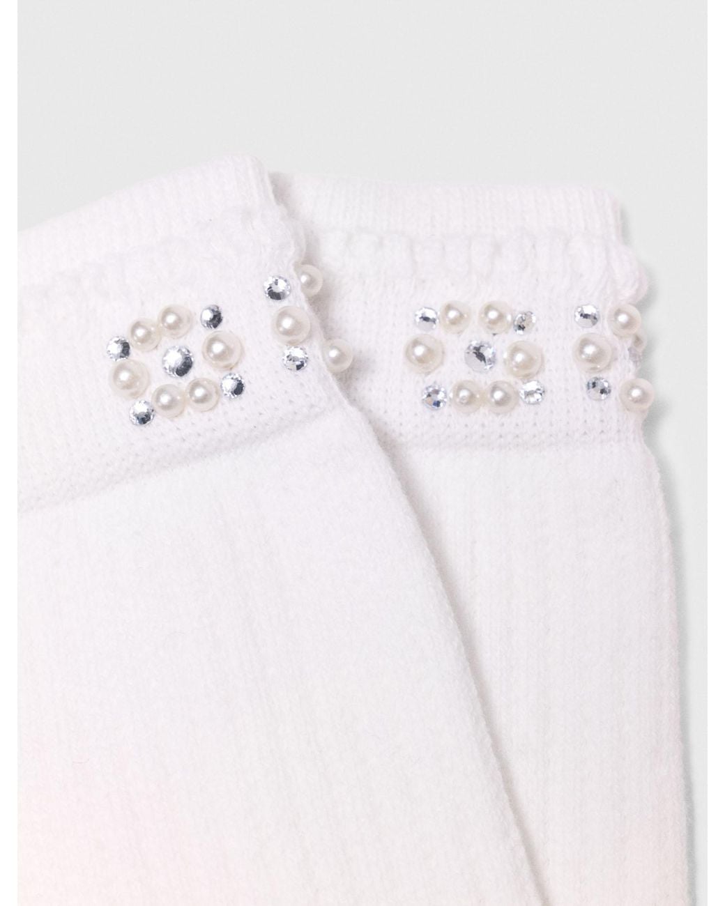 Maje White Pearl Pointelle Socks