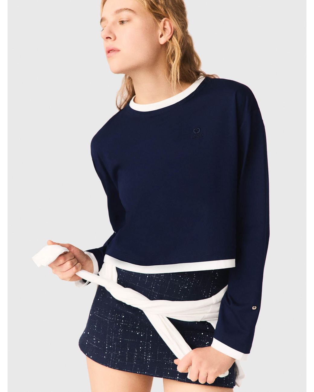Maje Blue Layered-Effect T-Shirt