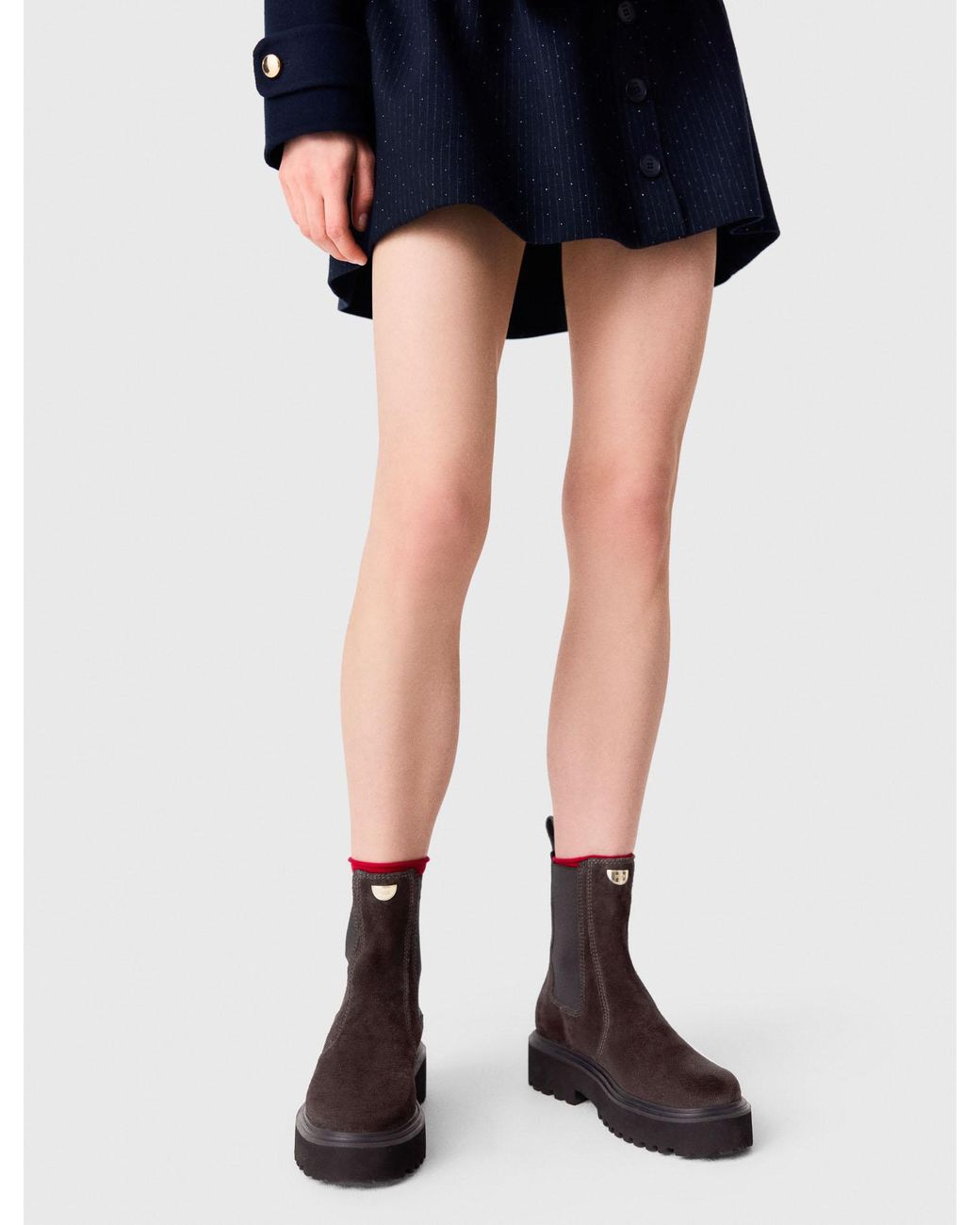 Maje Black Suede Chelsea Boots