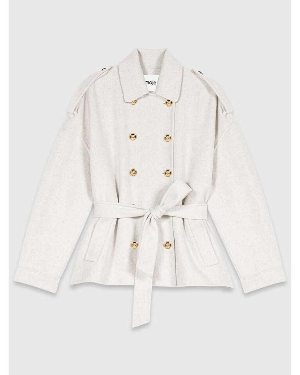 Maje Blue Double-Faced Mid-Length Coat