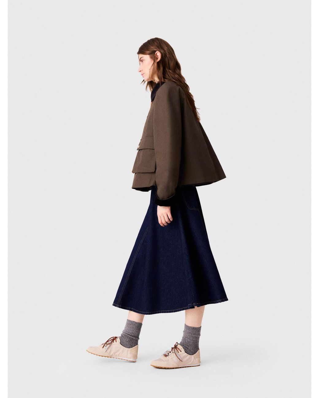 Maje Blue Cotton Trapeze Jacket
