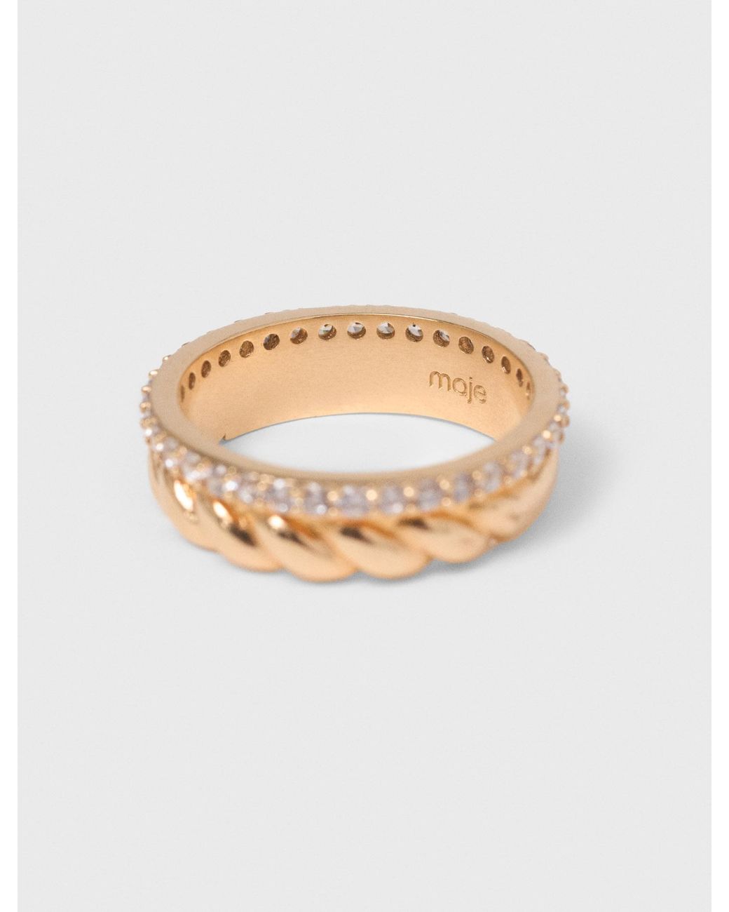 Maje White Twisted Rhinestone Ring