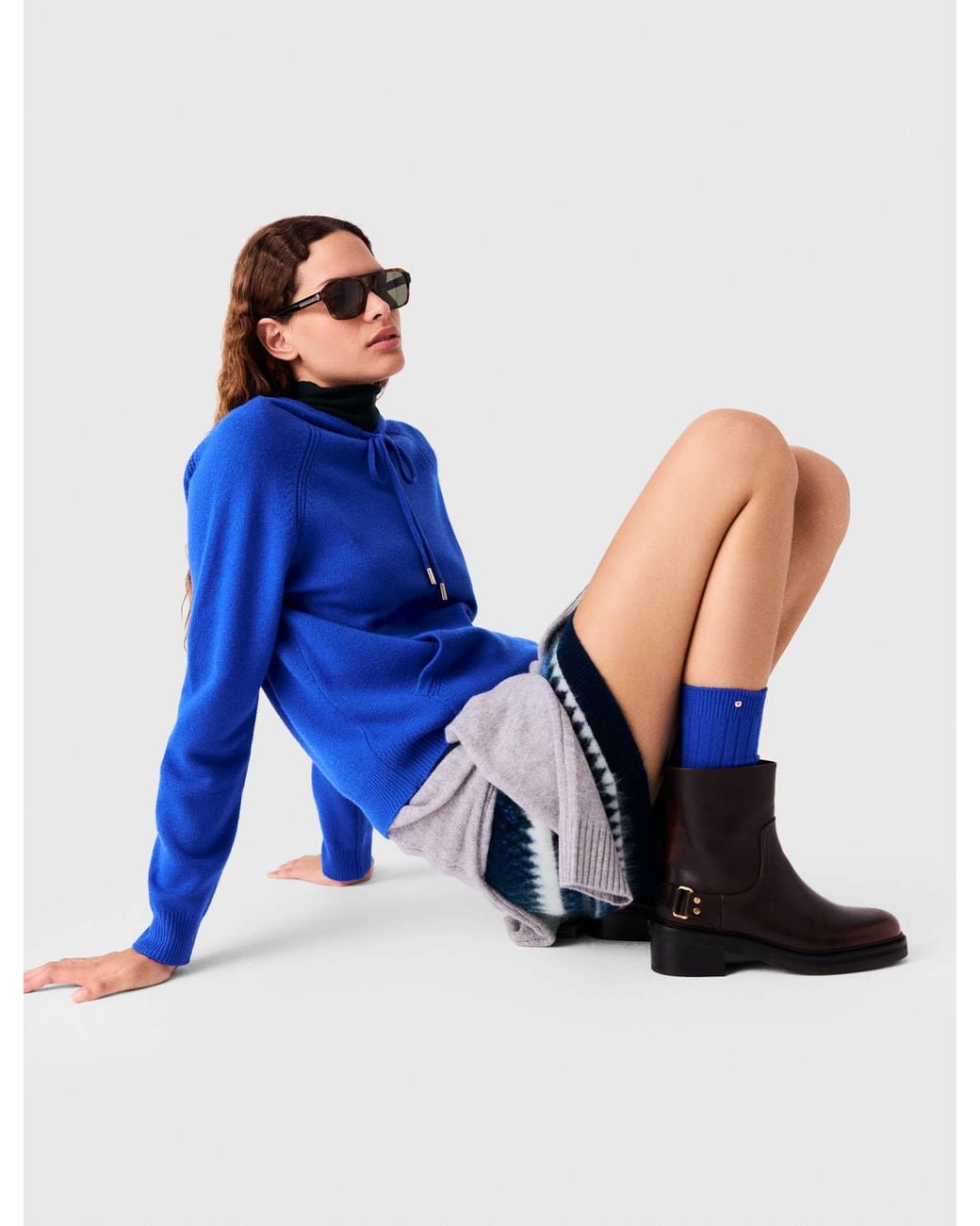 Maje Blue Hooded Jumper