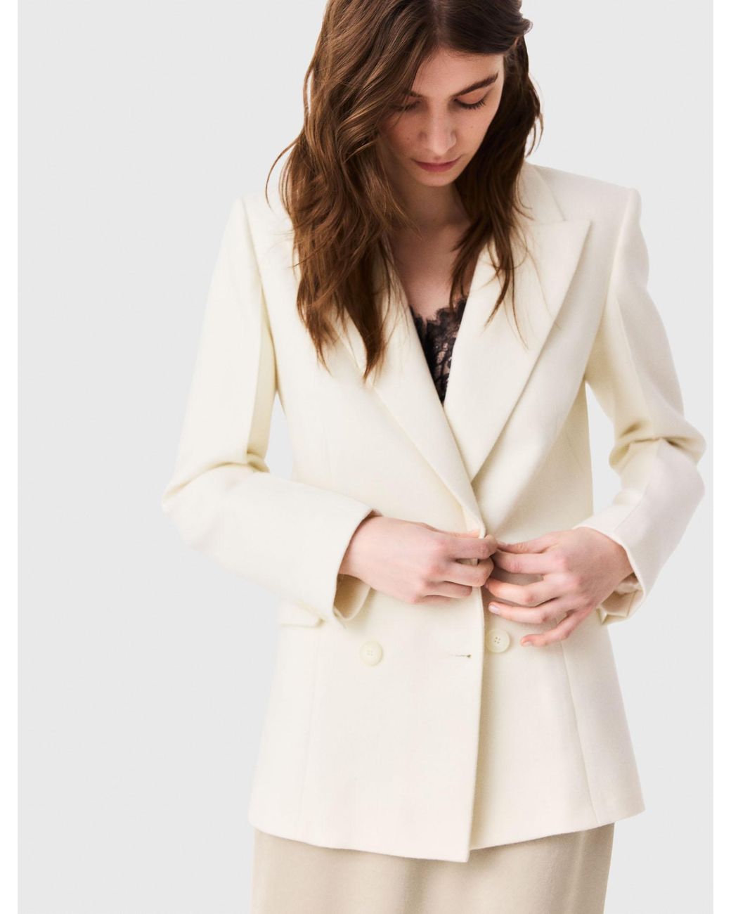 Maje White Double-Breasted Suit Jacket